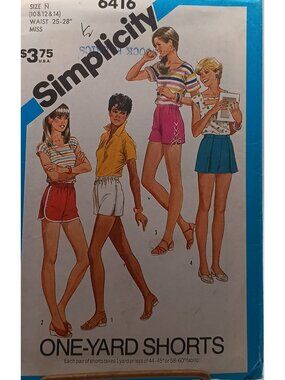 UNCUT Simplicity 8416 Misses One-Yard Pull-On Shorts Pattern Sizes 10-14 Waist 2